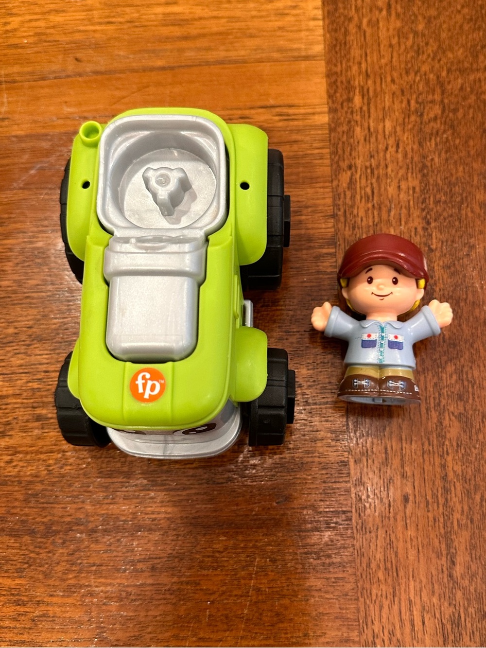Fisher-Price Little People Green Toy Mower with Farmer Figure